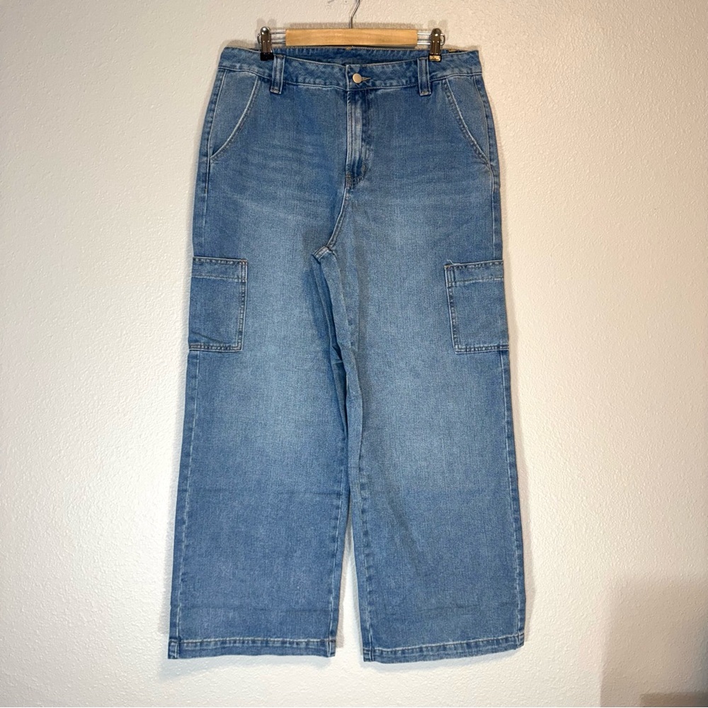 Plnotme Cargo Wide Leg Baggy Jeans High Waist